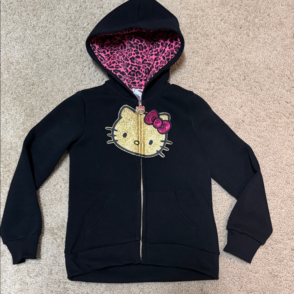 Hello Kitty Black Hoodie with Gold and Pink Accents